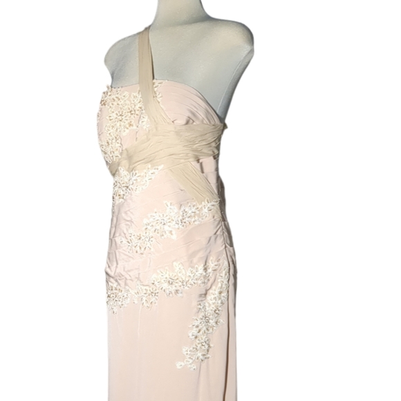 UNIQUE Couture Beige Embellished Two Pieces Formal Maxi Dress Size 16 - Picture 15 of 16